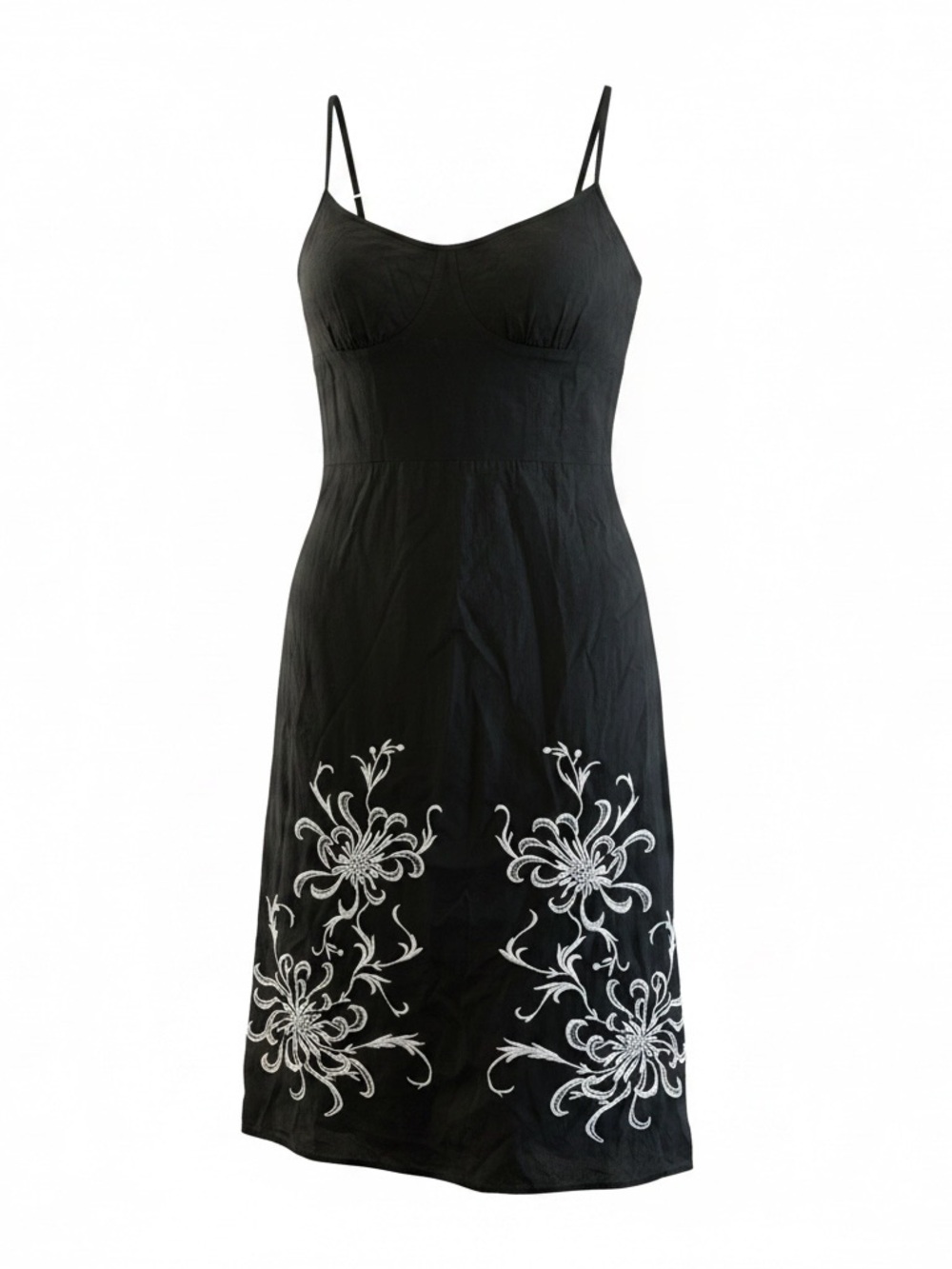 Loft embroidered 100% cotton black sundress